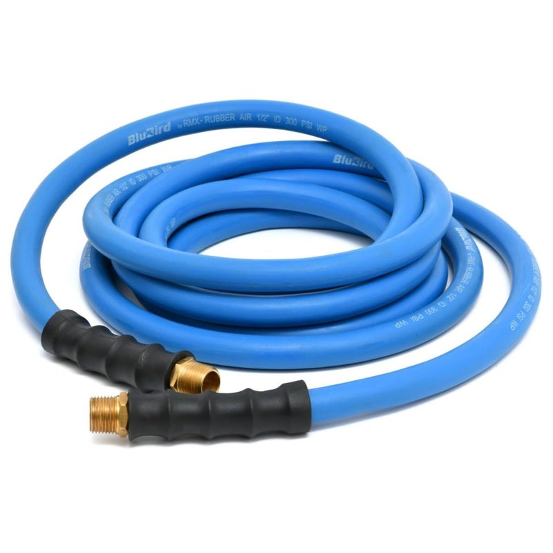BLUBIRD BB1215 1/2" x 15' Rubber Air Hose, 100% Rubber, Lightest, Strongest, Most Flexible, 300 PSI, 50F to 190F Degrees, Ozone Resistant, High Strength Polyester Braided - Image 2